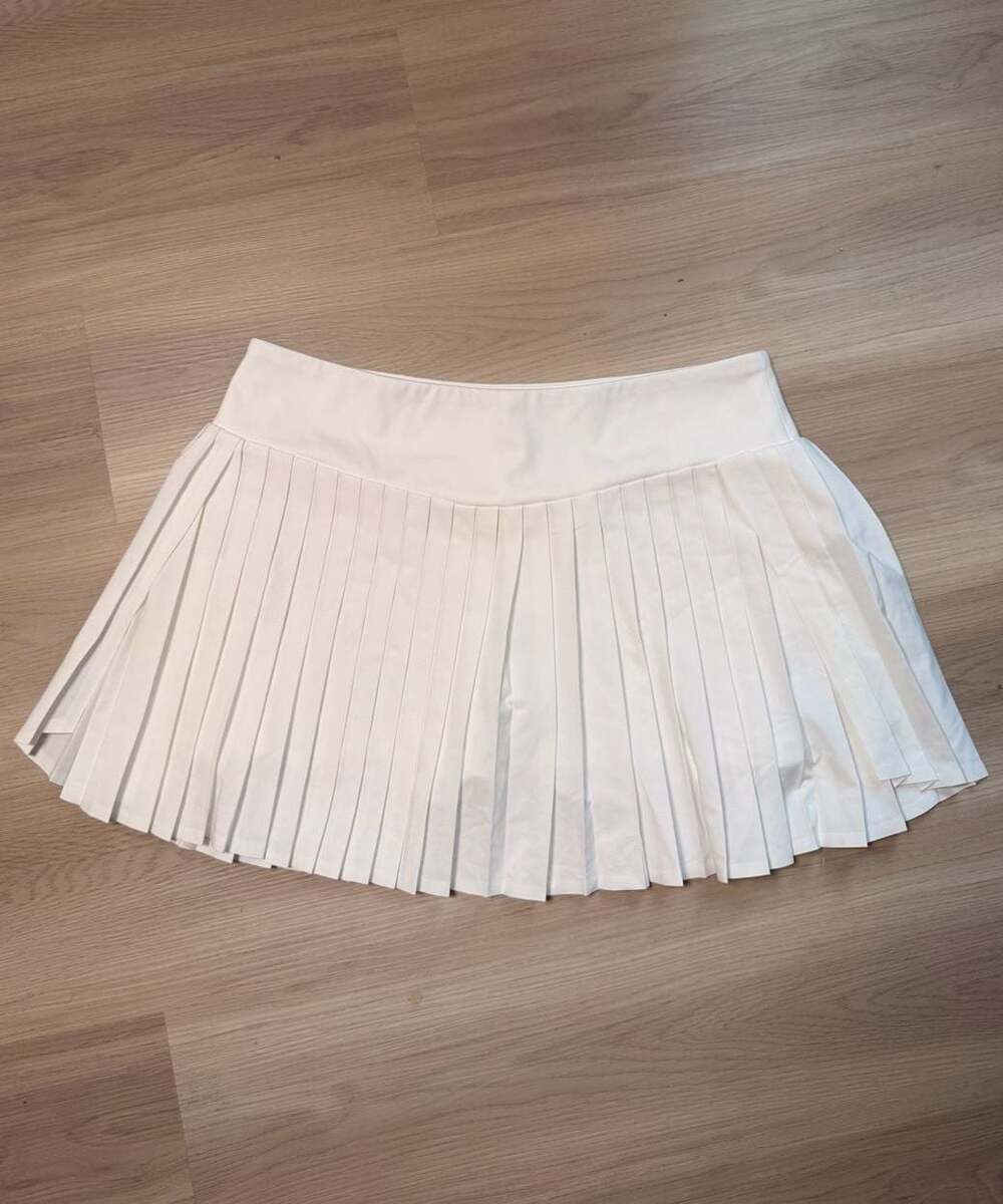 Laura Ashley Women's White Pleated Athletic Tennis Skort with Built-in Shorts